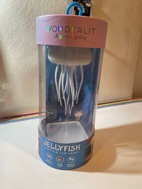 Wonderlit Jellyfish Motion LED Lamp - White Jellyfish with Clear Base